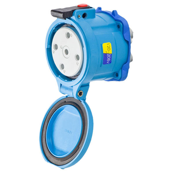 33-64167-843 - DS60 RECEPTACLE POLY BLUE SIZE 4 TYPE 3R 3P+N+G 60A 120/208 VAC 60 Hz NO AUX PADLOCK PAWL